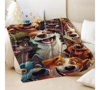 Divertente coperta in flanella con stampa di cani selfie, super morbida e accogliente a tema cani, per gli amanti degli animali domestici e per uso domestico (04, 130 x 150 cm)