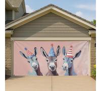 Divertente copertura per porta del garage a forma di asino, grande animale, decorazione per feste estive in cortile, 390 x 180 cm
