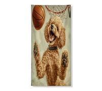 Divertente copertura per porta esterna con cane barboncino 91,2 x 182,8 cm, decorazione per porta anteriore e posteriore con cucciolo di basket, decorazione simpatica e divertente per la casa e il