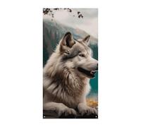 Divertente copertura per porta estiva con lupo animale grande striscione da appendere per porta di benvenuto copertura sfondo banner per porta d'ingresso festa primavera decorazione interna esterna