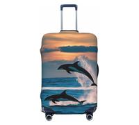 Divertente copertura per valigie con stampa di delfini, alla moda, protezione per bagagli personalizzata per viaggi e affari, Nero , M