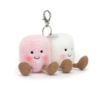 Divertente coppia di portachiavi con ciondolo a forma di borsa Marshmallow, rosa, S