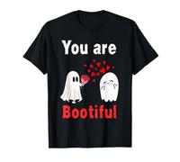Divertente Coppie Halloween Boo Gioco di Parole bootiful Fantasma con Rose Maglietta