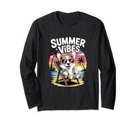 Divertente Corgi Estivo In Vacanza Sulla Spiaggia Maglia a Manica