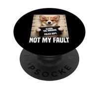 Divertente Corgi Mugshot Illegal Tail Wagging Not My Fault PopSockets PopGrip Adesivo