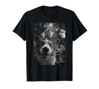 Divertente Corgi Selfie con Fantasmi Foresta Infestata Cane Halloween Maglietta