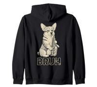Divertente Corgi Suonare Sassofono Meme Bruh Cane Musica Jazz Felpa con Cappuccio
