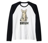 Divertente Corgi Suonare Sassofono Meme Bruh Cane Musica Jazz Maglia con Maniche Raglan