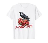 Divertente Corvo Corvo Rosa Cuore Gotico Gioco di Parole Grafico Maglietta