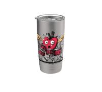 Divertente costume a forma di cuore per gli amanti dei ritmi e della batteria Bicchiere termico in acciaio inox doppia parete