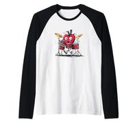 Divertente Costume a Forma di Cuore per Gli Amanti dei ritmi e della Batteria Maglia con Maniche Raglan