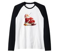 Divertente Costume da Babbo Natale Addormentato ma Arriva per Maglia con Maniche Raglan