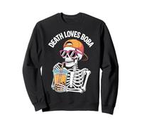 Divertente Costume da Scheletro di Halloween Boba Tea Felpa