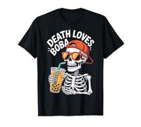 Divertente Costume da Scheletro di Halloween Boba Tea Maglietta