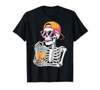 Divertente Costume da Scheletro di Halloween Boba Tea Maglietta