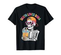 Divertente Costume da Scheletro di Halloween Boba Tea Maglietta