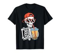 Divertente Costume da Scheletro di Halloween Boba Tea Maglietta