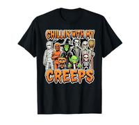 Divertente costume di Halloween Chillin con i miei mostri brividi Maglietta