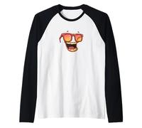 Divertente Costume Emblema Occhiali con Una Grande Risata Maglia con Maniche Raglan