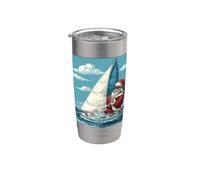 Divertente costume natalizio con barca a vela per gli amanti del marinaio e di Babbo Natale Bicchiere termico in acciaio inox doppia parete