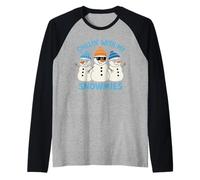 Divertente Costume Natalizio con Scritta Chilling with My Snowmies Maglia con Maniche Raglan