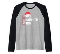 Divertente Costume Natalizio Tailandese Tailandese Umorismo Natalizio Maglia con Maniche Raglan
