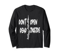 Divertente Costume Sarcastico di Halloween Don't Open Dead Inside Maglia a Manica