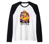 Divertente Cowboy Duck Western Wild West Rodeo Maglia con Maniche Raglan