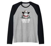 Divertente Cowboy Frog Devo Dire Cose strane Maglia con Maniche Raglan