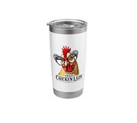 Divertente Crazy Pollo Signora Indossare Occhiali Bicchiere termico in acciaio inox doppia parete