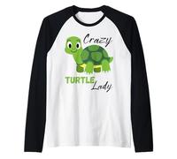 Divertente Crazy Turtle Lady per Ragazza o Donna Che AMA Le Tartarughe Maglia con Maniche Raglan