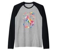 Divertente Creature Magiche Acquerello Splatter Astratto Maglia con Maniche Raglan