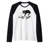 Divertente Creazione di Adamo con Un Gatto fastidioso Maglia con Maniche Raglan