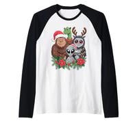 Divertente criptico Bigfoot Mostro di Loch Ness, Uomo falena Maglia con Maniche Raglan