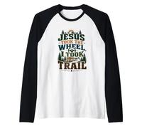 Divertente Cristiano Gesù Camminare Escur Maglia con Maniche Raglan