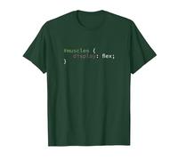Divertente CSS Muscoli Flex Gym Fitness Computer Science Nerd Maglietta, Uomo, Verde Foresta, 3XL
