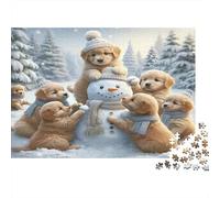 divertente cuccioli neve Puzzle 1000 Pezzi Regali Per Gli Amanti E Gli Amici Cuccioli che giocano nella scena neve Giochi Educativo Sfida Regalo Divertente Gioco Famiglie Decorazione