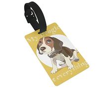 Divertente cucciolo di beagle con collare 2 etichette per bagagli, passante per etichetta identificativa per la privacy e scheda di indirizzo per valigia da viaggio
