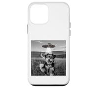 Divertente cucciolo di cane selfie con UFO alieno Custodia per iPhone 12 mini