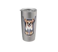 Divertente cucciolo di Corgi in un marsupio. amante dei cani Bicchiere termico in acciaio inox doppia parete