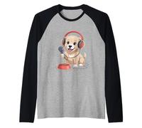 Divertente Cucciolo di Golden Retriever Che Canta Cane Comico Maglia con Maniche Raglan