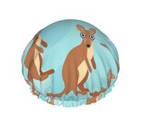 Divertente cuffia da doccia con stampa di canguro e zoo, riutilizzabile, morbida e leggera, per capelli lunghi