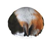 Divertente cuffia da doccia con stampa volpe, cuffia da doccia foderata per le donne riutilizzabile, cuffia da bagno impermeabile a doppio strato