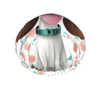 Divertente cuffia da doccia per cani per donne e uomini, regolabile, riutilizzabile, a doppio strato, impermeabile, fodera in EVA, fascia elastica per capelli per tutte le lunghezze