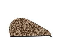 Divertente cuffia per capelli asciutti in velluto corallo con stampa leopardata da donna, comoda per casa, viaggi e feste in piscina. Perfettamente premurosa