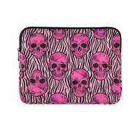 Divertente custodia per computer portatile con teschio rosa e strisce zebrate da 13 a 14 pollici, graziosa borsa per computer protettiva per tablet