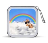 Divertente custodia porta CD con giraffa con occhiali da sole e arcobaleno, capacità 40 DVD Collection, portafoglio per auto, casa, viaggio
