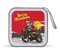 Divertente custodia protettiva per CD con Babbo Natale e moto, per 40 CD e DVD, per auto, casa, viaggio