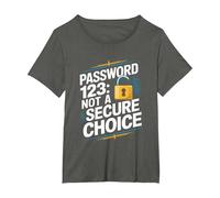 Divertente Cybersecurity IT Hacker Cyber Security Password123 Maglietta, Donna Plus-Size, Asfalto, 2X