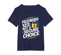Divertente Cybersecurity IT Hacker Cyber Security Password123 Maglietta, Donna Plus-Size, Navy, 4X